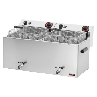 REDFOX FE 1010 T | Fritéza elektrická dvojitá 0,74 kW/l, 11+11 l stolní s výpustí 400 V