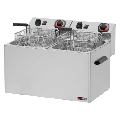 REDFOX FE 77 T | Fritéza elektrická dvojitá 0,75 kW/l, 8+8 l stolní 400 V