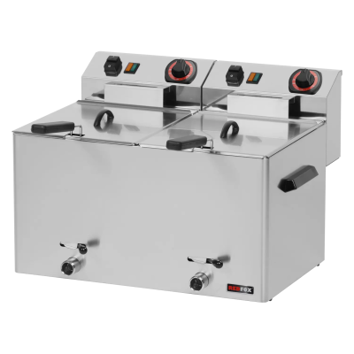 REDFOX FE 77 VT | Fritéza elektrická dvojitá 0,75 kW/l, 8+8 l stolní s výpustí 400 V