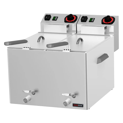 REDFOX FE 88 V | Fritéza na ryby elektrická dvojitá 0,43 kW/l, 8+8 l stolní s výpustí 230 V
