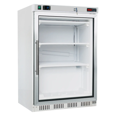 REDFOX HF 200/G | Skříň mrazicí 120 l prosklené dveře 3x rošt, bílá